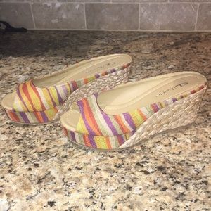 CL by Laundry multi color wedges